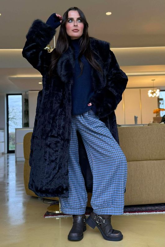 Verbier Premium Faux Fur Coat Midnight